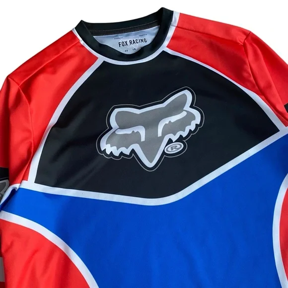 Fox Racing Jersey Adult Small Long Sleeve Red White Blue Lightweight Performance - Picture 2 of 7